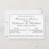 White Faux-Satin Monogrammed Rehearsal Dinner RSVP Kaartje (Voorkant)