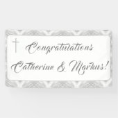 White Faux Satin Spandoek (Horizontaal)