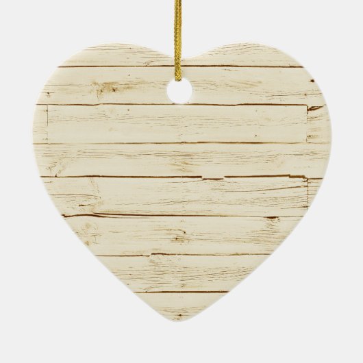 White Faux Wood Keramisch Ornament (Achterkant)