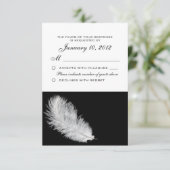 White Feather Black RSVP Custom Kaartje (Staand voorkant)