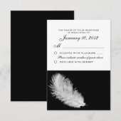 White Feather Black RSVP Custom Kaartje (Voorkant / Achterkant)