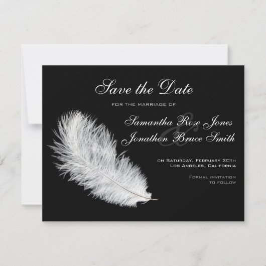 White Feather Black Save the Date (Voorkant)