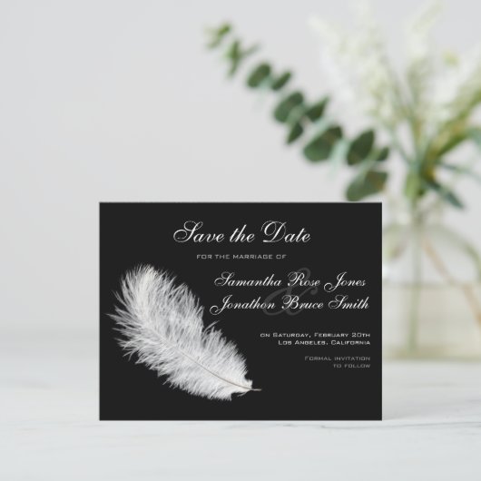 White Feather Black Save the Date (Staand voorkant)
