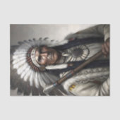 White Feather Chief & Tomahawk Decoupage Tissuepapier (Voorkant)