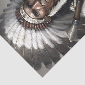 White Feather Chief & Tomahawk Decoupage Tissuepapier (Detail)