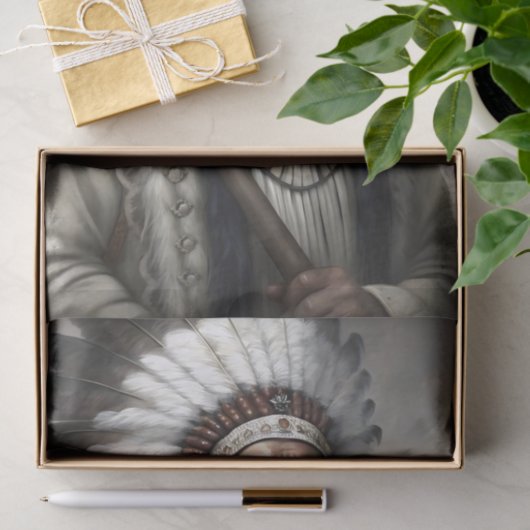 White Feather Chief & Tomahawk Decoupage Tissuepapier (Geschenk)