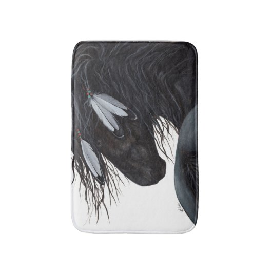 White Feather Friesian Horse beroemd gemaakt door  Badmat (Voorkant Verticaal)