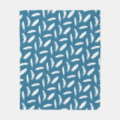 White Feather Print op Denim Blue Fleece Blanket (Voorkant)