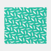 White Feather Print op Turquoise Fleece Deken (Voorkant (Horizontaal))