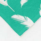 White Feather Print op Turquoise Fleece Deken (Hoek)