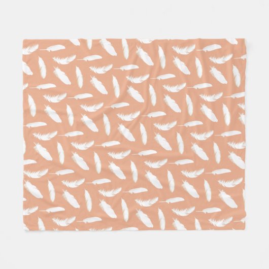 White Feather Print op Zachte pagina Fleece Deken (Voorkant (Horizontaal))