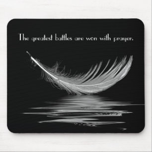 White Feather with Water Reflection and Quote Mous Muismat