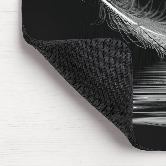 White Feather with Water Reflection and Quote Muismat (Hoek)