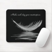 White Feather with Water Reflection and Quote Muismat (Met muis)