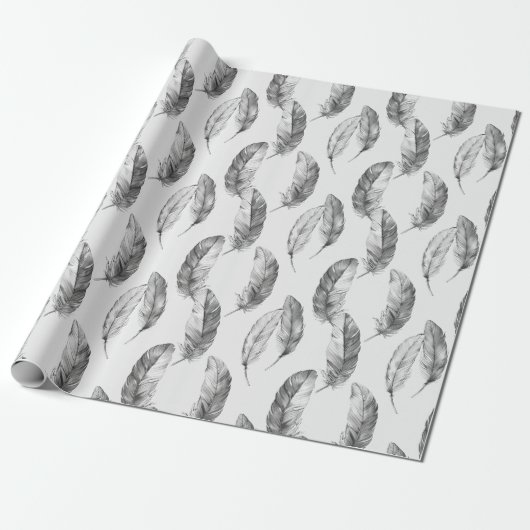 White Feathers Cadeaupapier (Uitgerold)