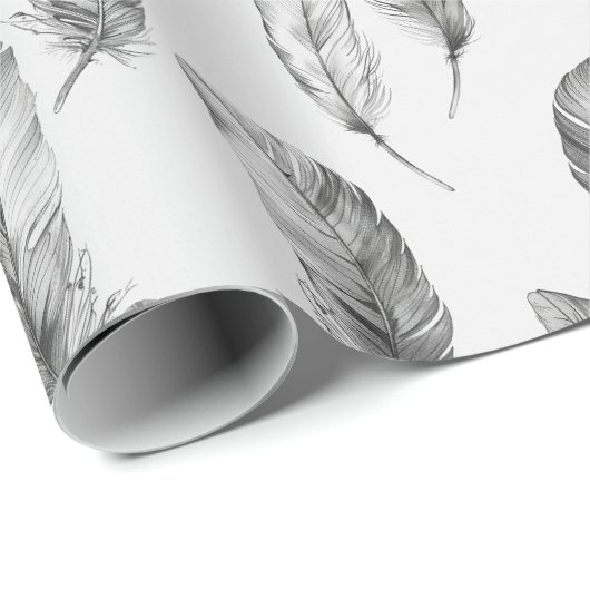 White Feathers Cadeaupapier (Rol Hoek)