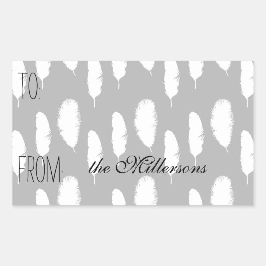 White Feathers Gift Label (Voorkant)