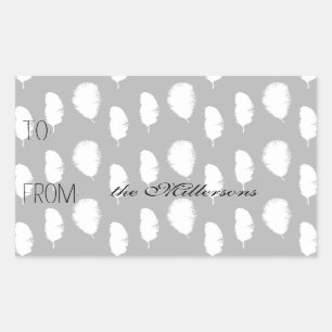 White Feathers Gift Label