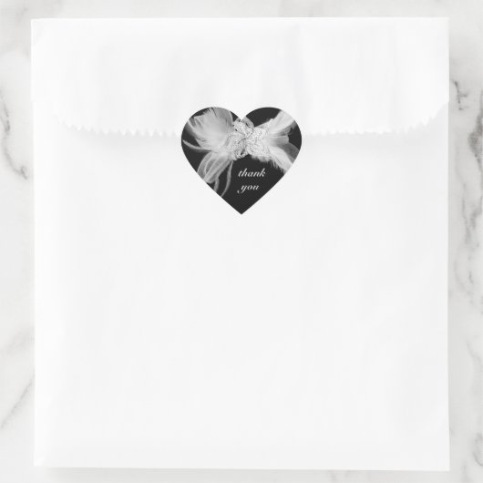 White Feathers Heart Bedankt Sticker (Tas)