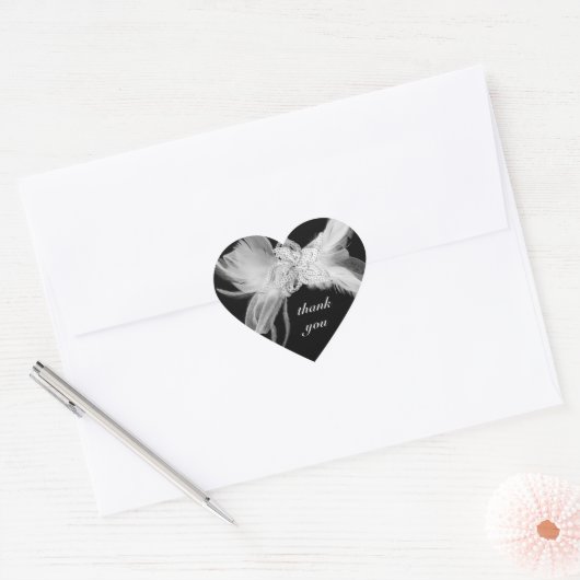 White Feathers Heart Bedankt Sticker (Envelop)