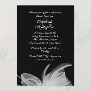 White Feathers Rehearsal Dinner Invitation Kaart