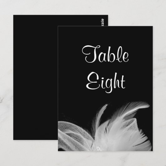 White Feathers Table Number Briefkaart (Voorkant / Achterkant)