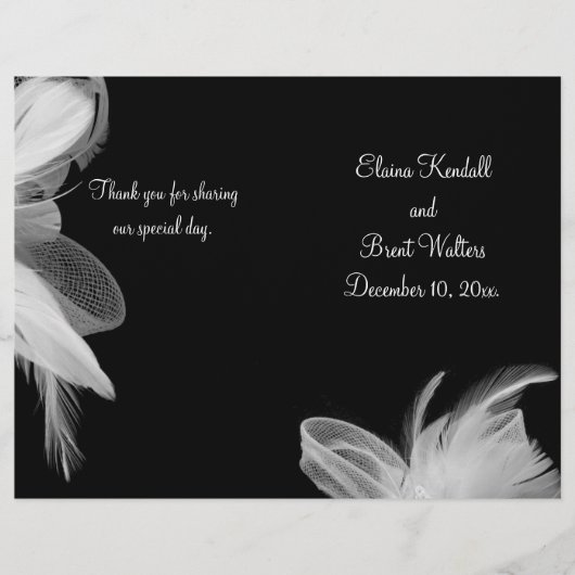 White Feathers Wedding Programme (Voorkant)