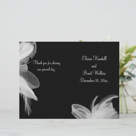 White Feathers Wedding Programme (Staand voorkant)