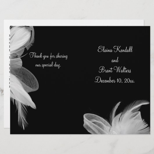White Feathers Wedding Programme (Voorkant / Achterkant)