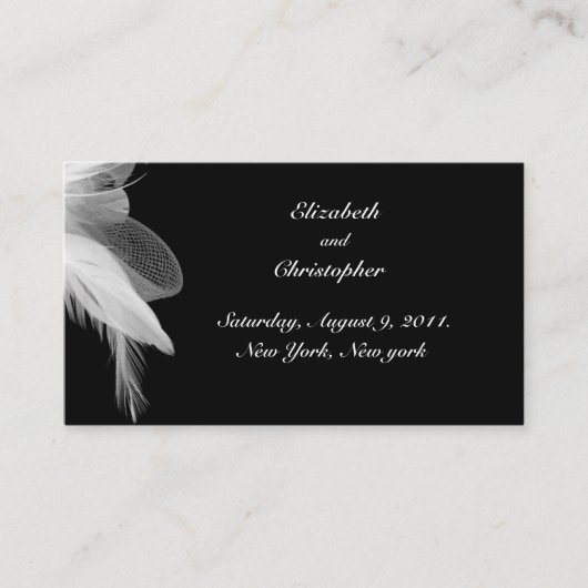 White Feathers Wedding Website Card Informatiekaartje (Voorkant)