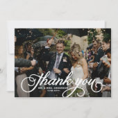 White Feminine Script Photo Weddenschap Bedankt (Voorkant)