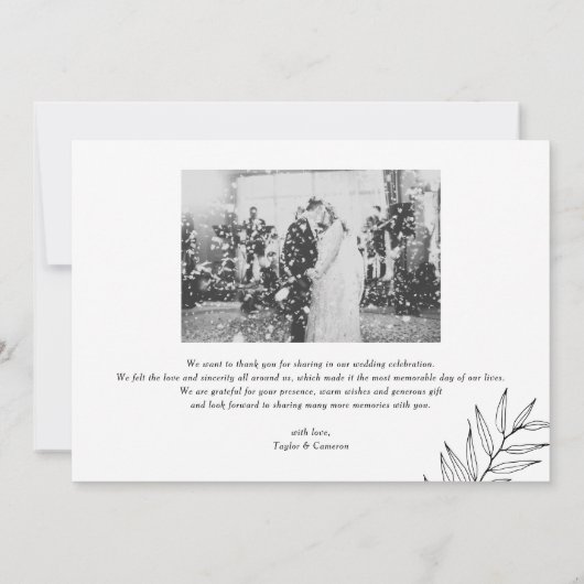 White Feminine Script Photo Weddenschap Bedankt (Achterkant)