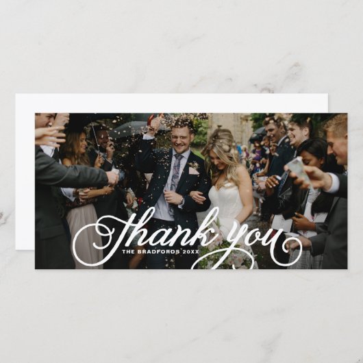 White Feminine Script Weddenschap Bedankt (Voorkant / Achterkant)