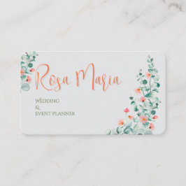 White Feminine Watercolor Floral Event Planner Visitekaartje