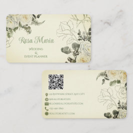 White Feminine Watercolor Floral Event Planner Visitekaartje