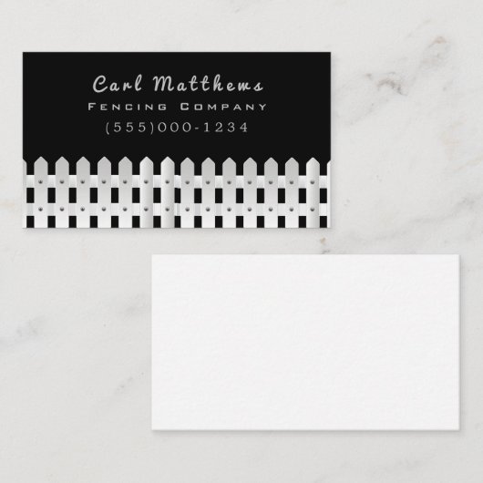 White Fence Design Fencing Company Visitekaartje (Voorkant / Achterkant)