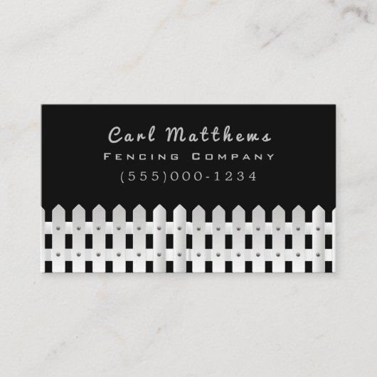 White Fence Design Fencing Company Visitekaartje (Voorkant)