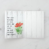 White Fence Red Poppy Inspirerend Birthday Kaart (Binnen)
