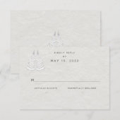 White Fern Wedding No Meal Choice RSVP Kaartje (Voorkant / Achterkant)