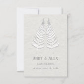 White Fern Wedding Save the Date Kaart (Voorkant)
