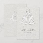 White Fern Wedding Save the Date Kaart (Voorkant / Achterkant)