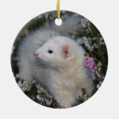 White Ferret in Flowers Keramisch Ornament (Achterkant)