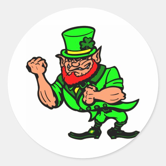 White Fighting Irish Man Ronde Sticker (Voorkant)