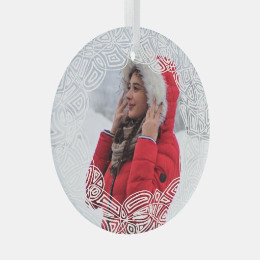 White Filigree Glass Ornament (Voorkant Rechts)