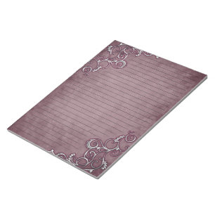 White Filigree on Distsed Burgundy Lined Paper Notitieblok