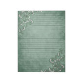 White Filigree on Moss Sage Green Lined Stationery Notitieblok (Linkerzijde)