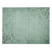 White Filigree on Moss Sage Green Lined Stationery Notitieblok (Voorkant)