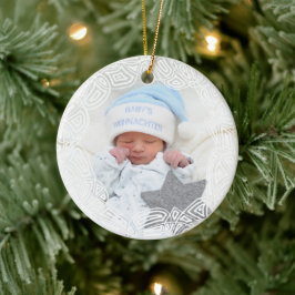 White Filigree - One Sided Keramisch Ornament