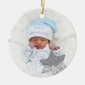 White Filigree - One Sided Keramisch Ornament (Voorkant)