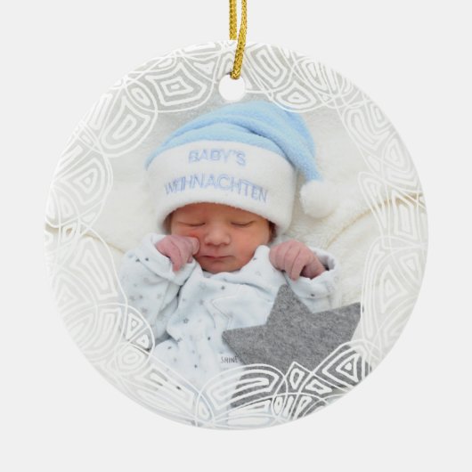 White Filigree - One Sided Keramisch Ornament (Voorkant)